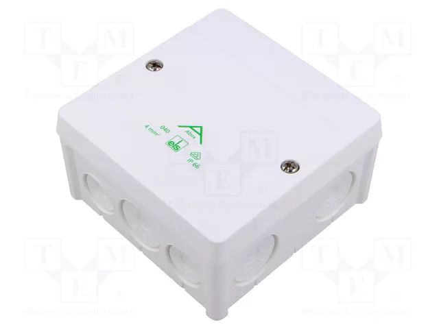 Enclosure: junction box; X: 102mm; Y: 102mm; Z: 57mm; IP66; white SPELSBERG ABOX-040-L/W