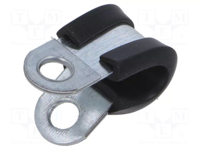Fixing clamp; ØBundle : 9mm; W: 15mm; steel; Cover material: EPDM KALE CC-D1-09X15-W1EPDM