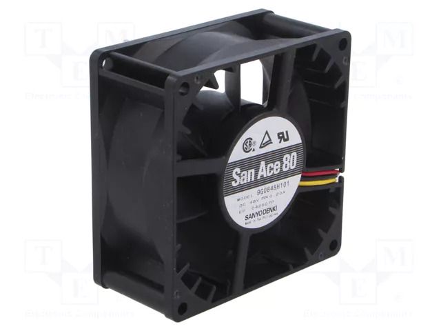 Fan: DC; axial; 48VDC; 80x80x38mm; 136.8m3/h; 49dBA; ball; 5700rpm SANYO DENKI 9G0848H101