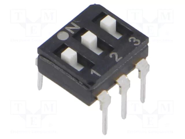 Switch: DIP-SWITCH; Poles number: 3; OFF-ON; 0.025A/24VDC; Pos: 2/3 ECE EAM103EZ