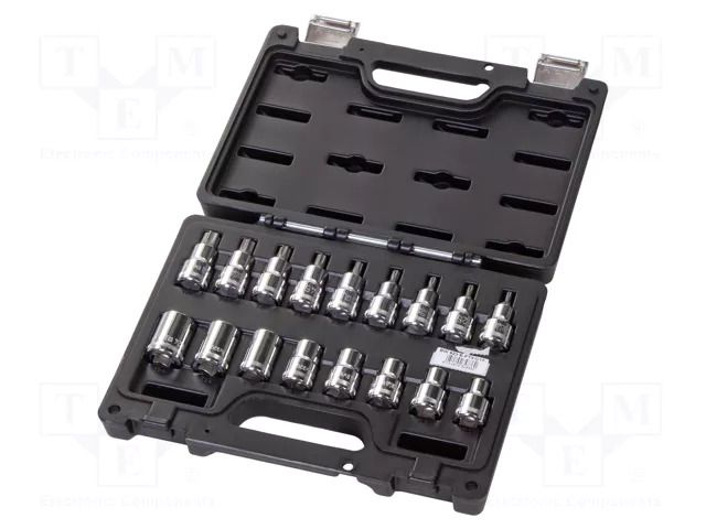 Wrench-set; Torx® socket,socket spanner,Torx®; 1/2"; 17pcs. BETA BEBW923E-FTX/C17