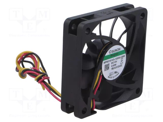 Fan: DC; axial; 12VDC; 60x60x15mm; 29.88m3/h; 21.3dBA; Vapo; 3000rpm SUNON MF60151V3-G99-A
