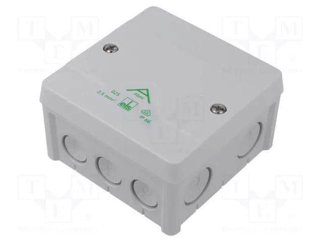 Enclosure: junction box; X: 87mm; Y: 87mm; Z: 52mm; polypropylene PP SPELSBERG ABOX-025-2.5