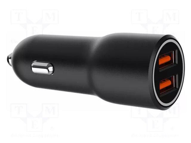 USB power supply; USB A socket x2; Sup.volt: 12÷24VDC; 36W; black GEMBIRD TAUCA2QC36CAR01