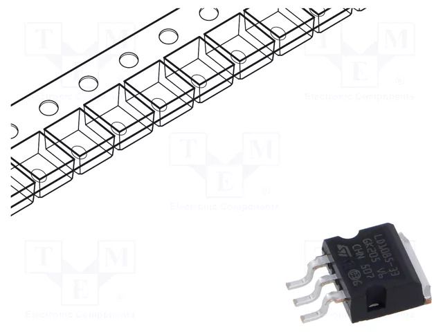 IC: voltage regulator; LDO,linear,fixed; 3.3V; 3A; D2PAK-3; SMD STMicroelectronics LD1085D2M33R