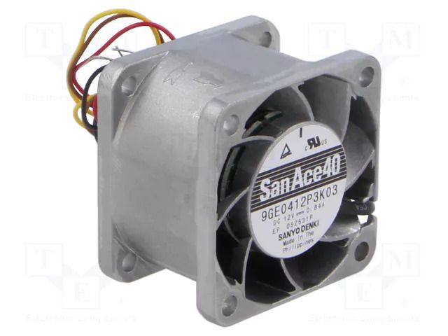 Fan: DC; axial; 12VDC; 40x40x28mm; 45.6m3/h; 58dBA; ball; 16500rpm SANYO DENKI 9GE0412P3K03