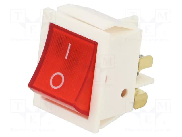 ROCKER; DPST; Pos: 2; OFF-ON; 16A/250VAC; red; neon lamp; Body: white ORNO OR-AE-13179/R/W
