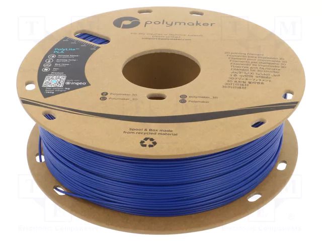 Filament: PLA; 1.75mm; blue; 190÷230°C; 1kg; Table temp: 45°C POLYMAKER PA02005