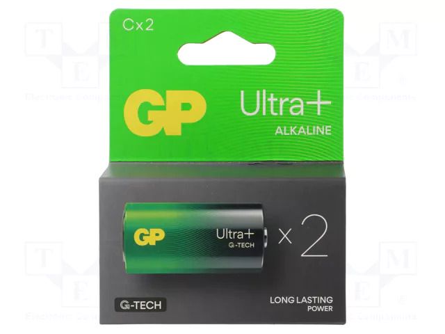 Battery: alkaline; C; 1.5V; non-rechargeable; 2pcs. GP BAT-LR14UPGTECHB2