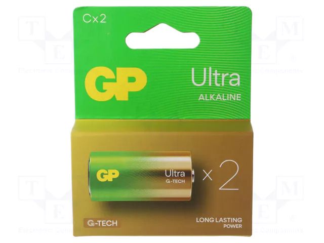 Battery: alkaline; C; 1.5V; non-rechargeable; 2pcs; ULTRA G-TECH GP BAT-LR14UGTECHB2GP