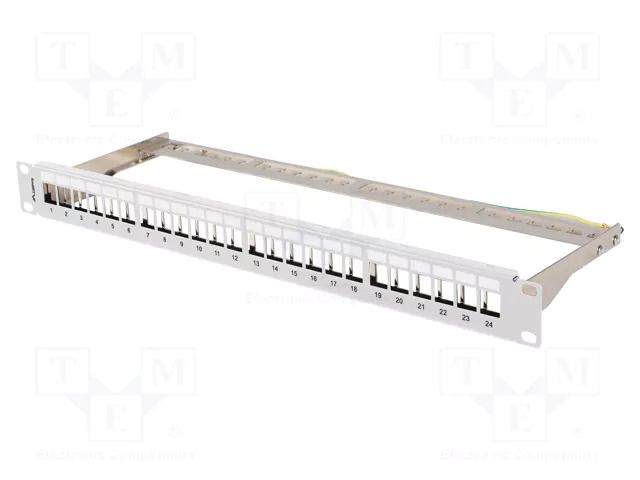 Patch panel; white; Number of ports: 24; Standard: 19"; rack 19" LANBERG PPKS-0924-S