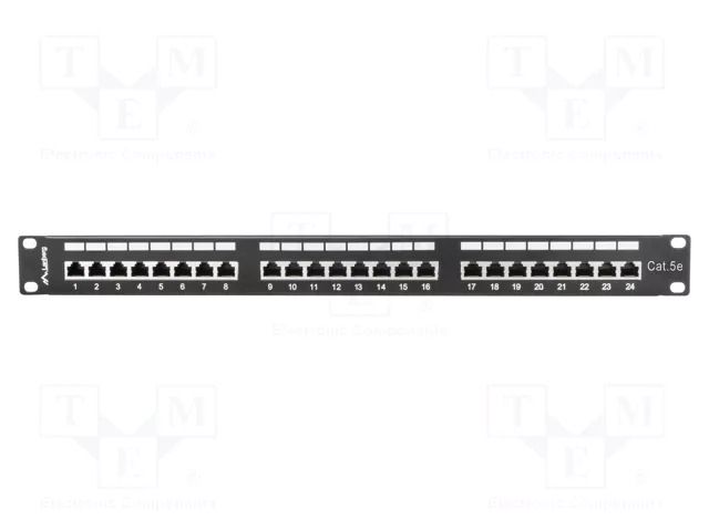 Patch panel; black; Number of ports: 24; Standard: 19"; Cat: 5e LANBERG PPS5-1024-B