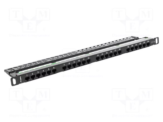 Patch panel; black; Number of ports: 24; Standard: 19"; Cat: 5e LANBERG PPU5-0024-B