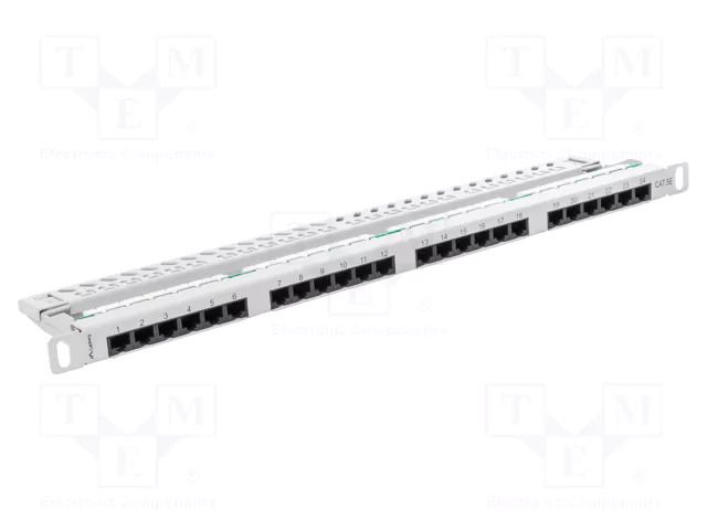 Patch panel; white; Number of ports: 24; Standard: 19"; Cat: 5e LANBERG PPU5-0024-S