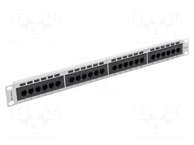 Patch panel; white; Number of ports: 24; Standard: 19"; Cat: 5e LANBERG PPU5-1024-S