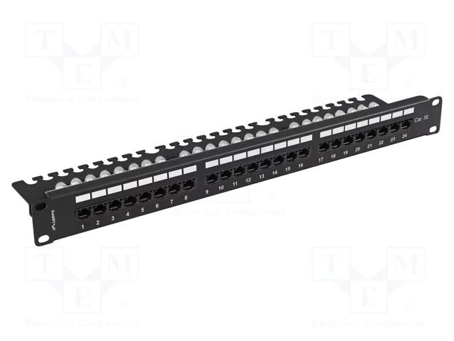 Patch panel; black; Number of ports: 24; Standard: 19"; Cat: 5e LANBERG PPU5-1124-B