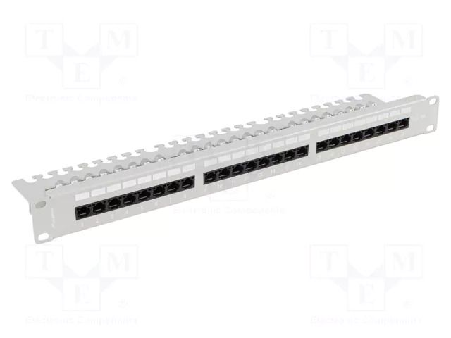 Patch panel; white; Number of ports: 24; Standard: 19"; Cat: 6a LANBERG PPUA-1124-S