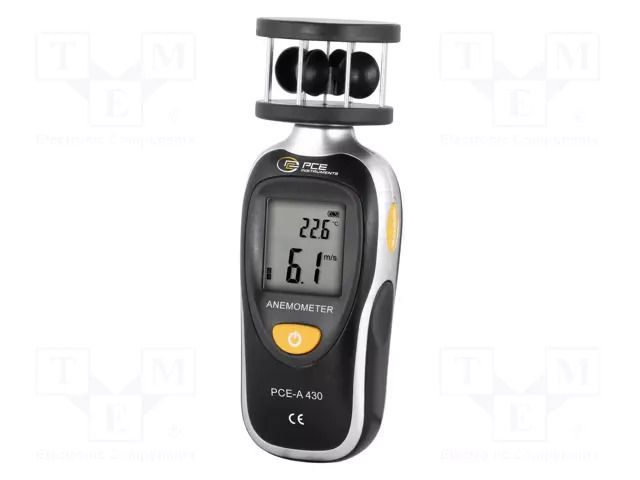 Thermoanemometer; LCD; -20÷50°C; 145x55x48mm; Illumin: yes PCE INSTRUMENTS PCE-A430