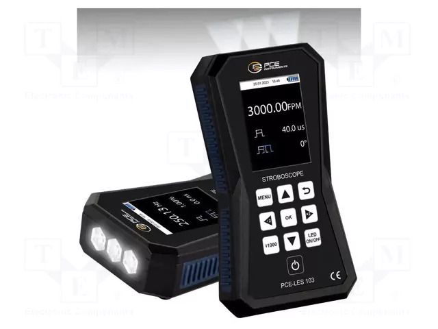 Meter: tachometer, LED stroboscope; Display: LCD TFT 2,8" PCE INSTRUMENTS PCE-LES103