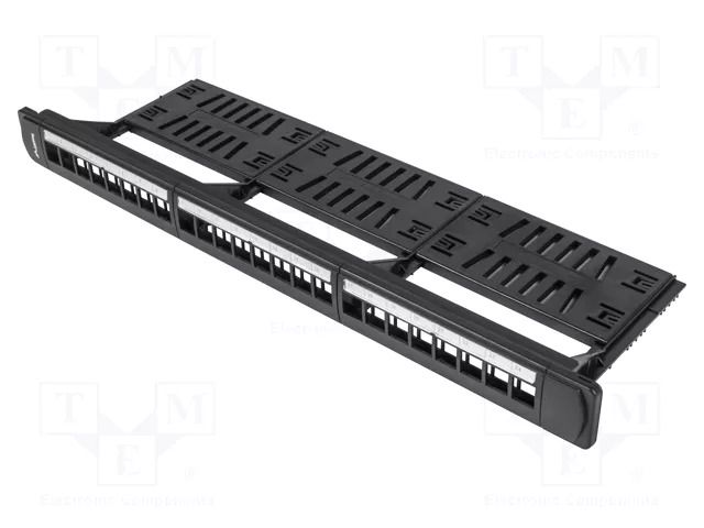 Patch panel; black; Number of ports: 24; Standard: 19"; rack 19" LANBERG PPKS-1124-B