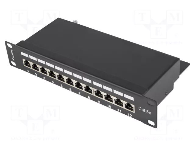 Patch panel; black; Number of ports: 12; Standard: 10"; Cat: 5e LANBERG PPF5-9012-B
