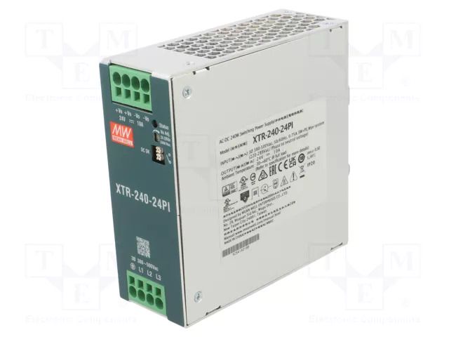 Power supply: switching; for DIN rail; 240W; 24VDC; 0÷10A; OUT: 1 MEAN WELL XTR-240-24PI