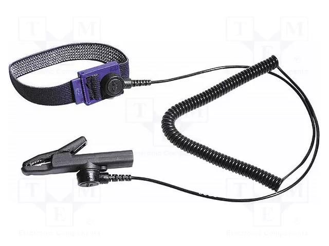 Wristband; ESD; blue (dark); 2.4m; press stud male 4mm BERNSTEIN BRN-9-342