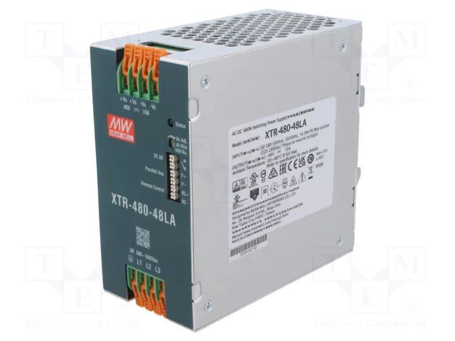 Power supply: switching; for DIN rail; 480W; 48VDC; 0÷10A; OUT: 1 MEAN WELL XTR-480-48LA
