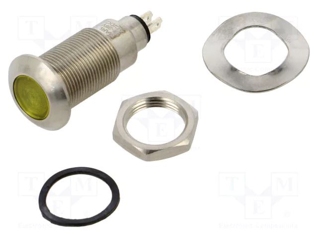 Indicator: LED; flat; yellow; 12÷28VDC; 12÷28VAC; Ø12.7mm; IP67 MARL 538-521-63