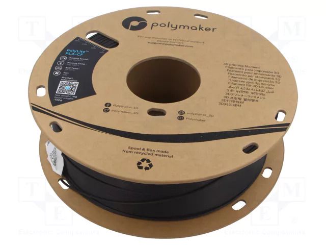 Filament: PLA-CF; 1.75mm; black; 190÷220°C; 1kg; PolyLite™ POLYMAKER PA10001