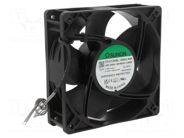 Fan: EC; axial; 230VAC; 120x120x38mm; 132m3/h; 40.2dBA; ball SUNON CF4113MBL-A99