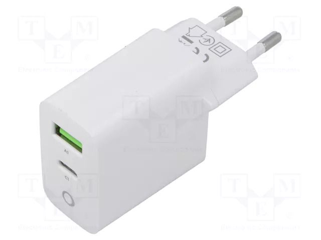 Power supply: switching; mains,plug-in; 5VDC,; 3.4A; 20W; white GEMBIRD TAUCPDQC20LW01