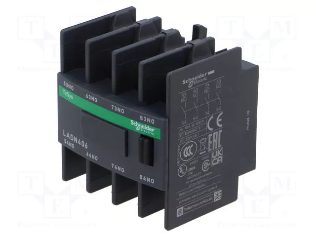 Auxiliary contacts; Leads: lugs-ring terminals; front; -5÷60°C SCHNEIDER ELECTRIC LADN406