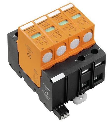 Surge voltage arrester, Low voltage, with remote contact, TN-C-S, TN-S VPU I 4 R 280V/12,5KA 1352190000 4050118158069