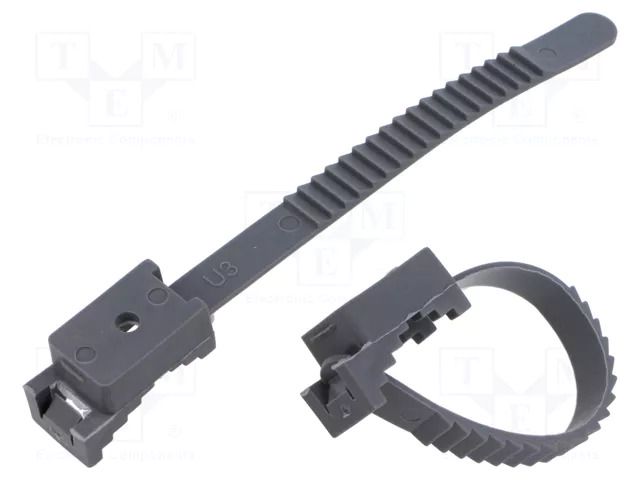 Cable strap clip; L: 120mm; 50pcs; -15÷80°C; StrapLock; Body: grey TIE10 TTSL32G