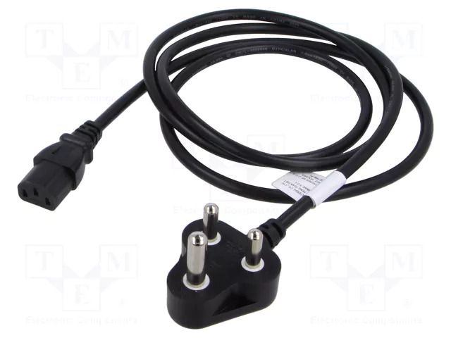 Cable; 3x1mm2; IEC C13 female,IS 1293 (M) plug; PVC; 3m; black LIAN DUNG SN52-3/10/3BK