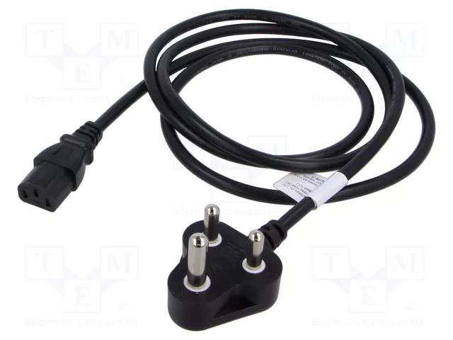 Cable; 3x1mm2; IEC C13 female,IS 1293 (M) plug; PVC; 5m; black LIAN DUNG SN52-3/10/5BK