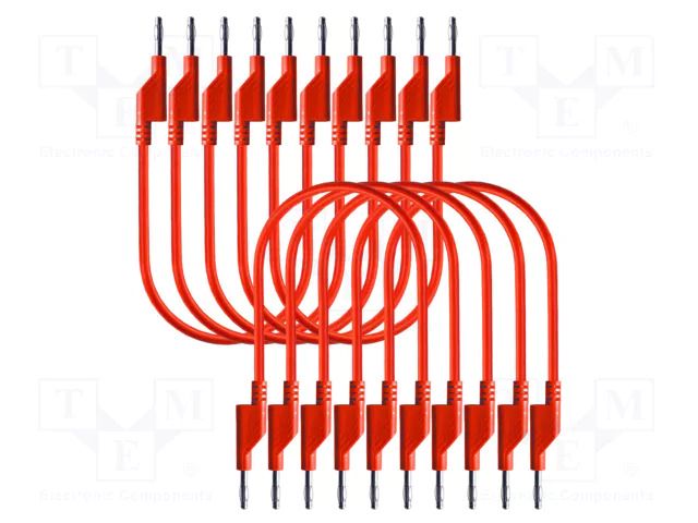 Test leads; 50VAC,120VDC; 10A; banana plug 4mm,both sides; red PEAKTECH PKT-P7046-R