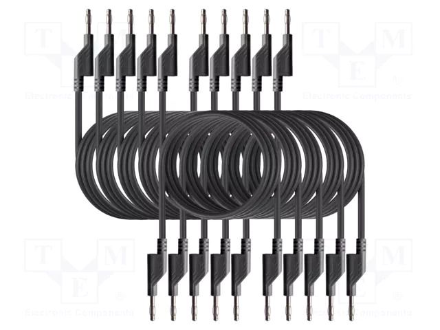 Test leads; 50VAC,120VDC; 10A; banana plug 4mm,both sides; black PEAKTECH PKT-P7048-B