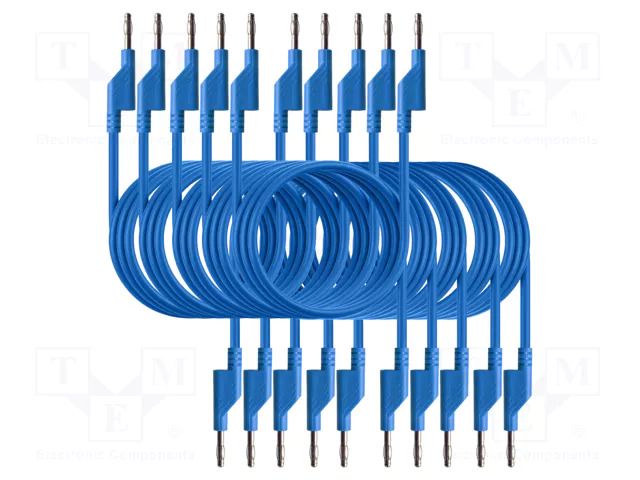 Test leads; 50VAC,120VDC; 10A; banana plug 4mm,both sides; blue PEAKTECH PKT-P7048-BL