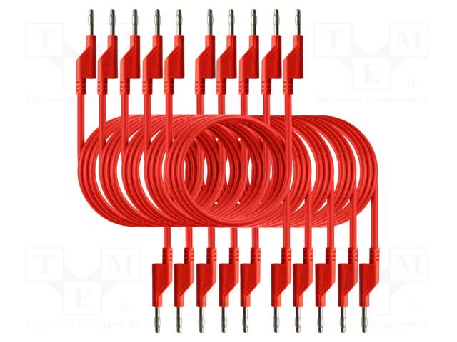 Test leads; 50VAC,120VDC; 10A; banana plug 4mm,both sides; red PEAKTECH PKT-P7048-R