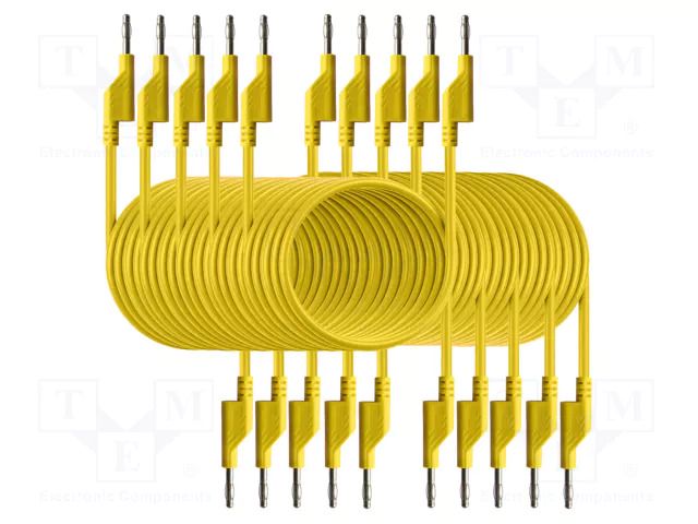 Test leads; 50VAC,120VDC; 10A; banana plug 4mm,both sides PEAKTECH PKT-P7050-Y