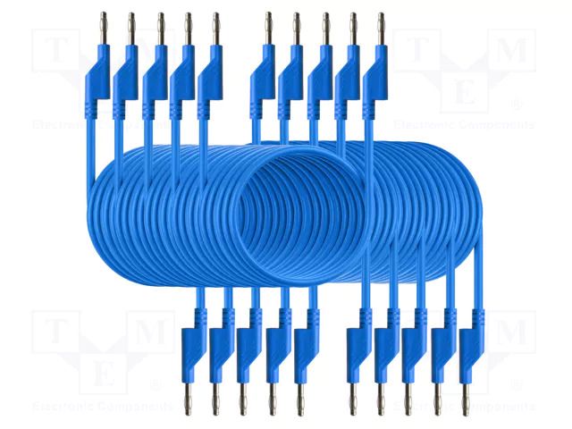 Test leads; 50VAC,120VDC; 10A; banana plug 4mm,both sides; blue PEAKTECH PKT-P7051-BL