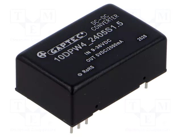 Converter: DC/DC; 10W; Uin: 9÷36VDC; Uout: 5VDC; Iout: 2A; THT; 10DPW4 GAPTEC Electronic 10DPW4-2405S1.5