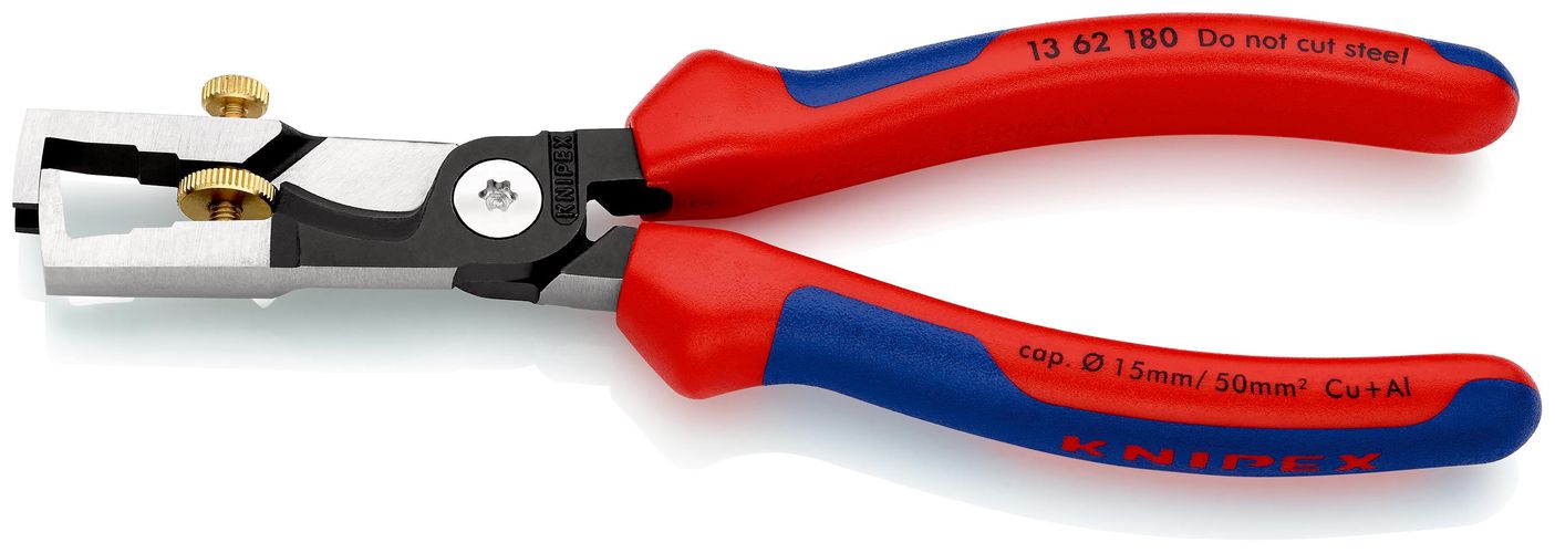 KNIPEX 13 62 180 StriX® Insulation strippers with cable shears with multicomponent handles black atramentized 180 mm 13 62 180 4003773081302