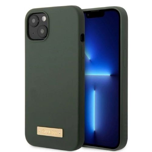 Guess GUHMP13MSBPLA iPhone 13 6.1&quot; green/khaki hard case Silicone Logo Plate MagSafe, Guess 3666339056940 3666339056940