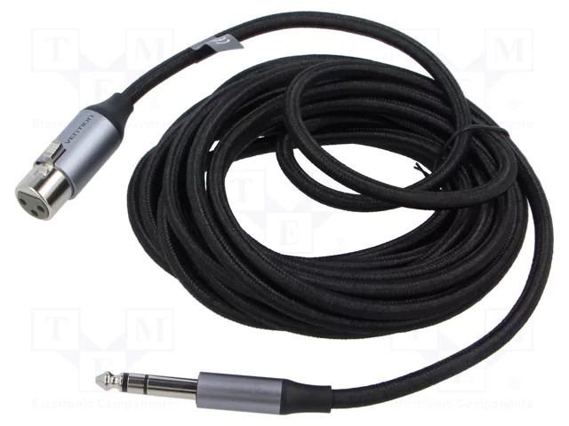 Cable; Jack 6,3mm plug,XLR female 3pin; 5m; Øcable: 6mm; textile VENTION BKGHJ