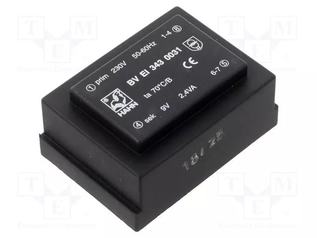 Transformer: encapsulated; 2.4VA; 230VAC; 9V; 267mA; PCB; BVEI HAHN BVEI3430031
