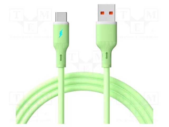 Cable; USB 2.0; USB A plug,USB C plug; nickel plated; 1m; green AKYGA AK-USB-64
