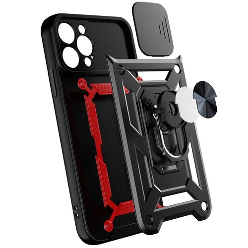 Hybrid Armor Camshield Case for Vivo X80 Lite / Vivo V25 Armor Case with Camera Cover Black, Hurtel 5907769352645 5907769352645